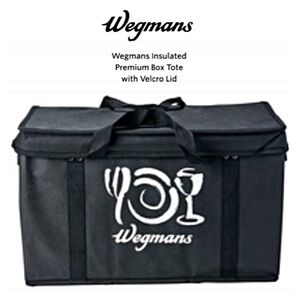 INSULATED FOOD Grocery BAG / TOTE Hard Side VELCRO LID Black XL WEGMAN’S PREMIUM